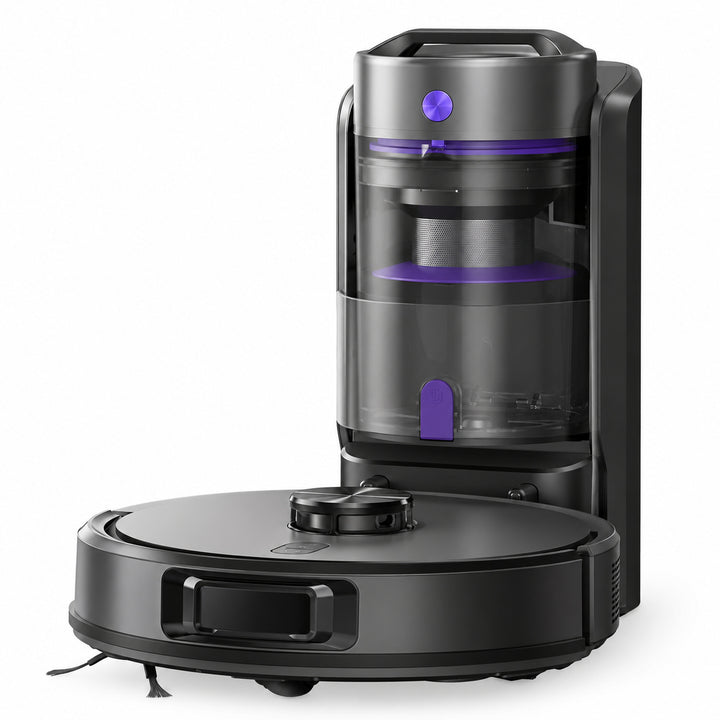 Robot aspirateur laveur Nettra NR20 noir avec sa station