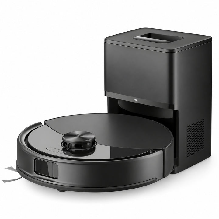 Robot aspirateur laveur Nettra NR30 noir avec sa station